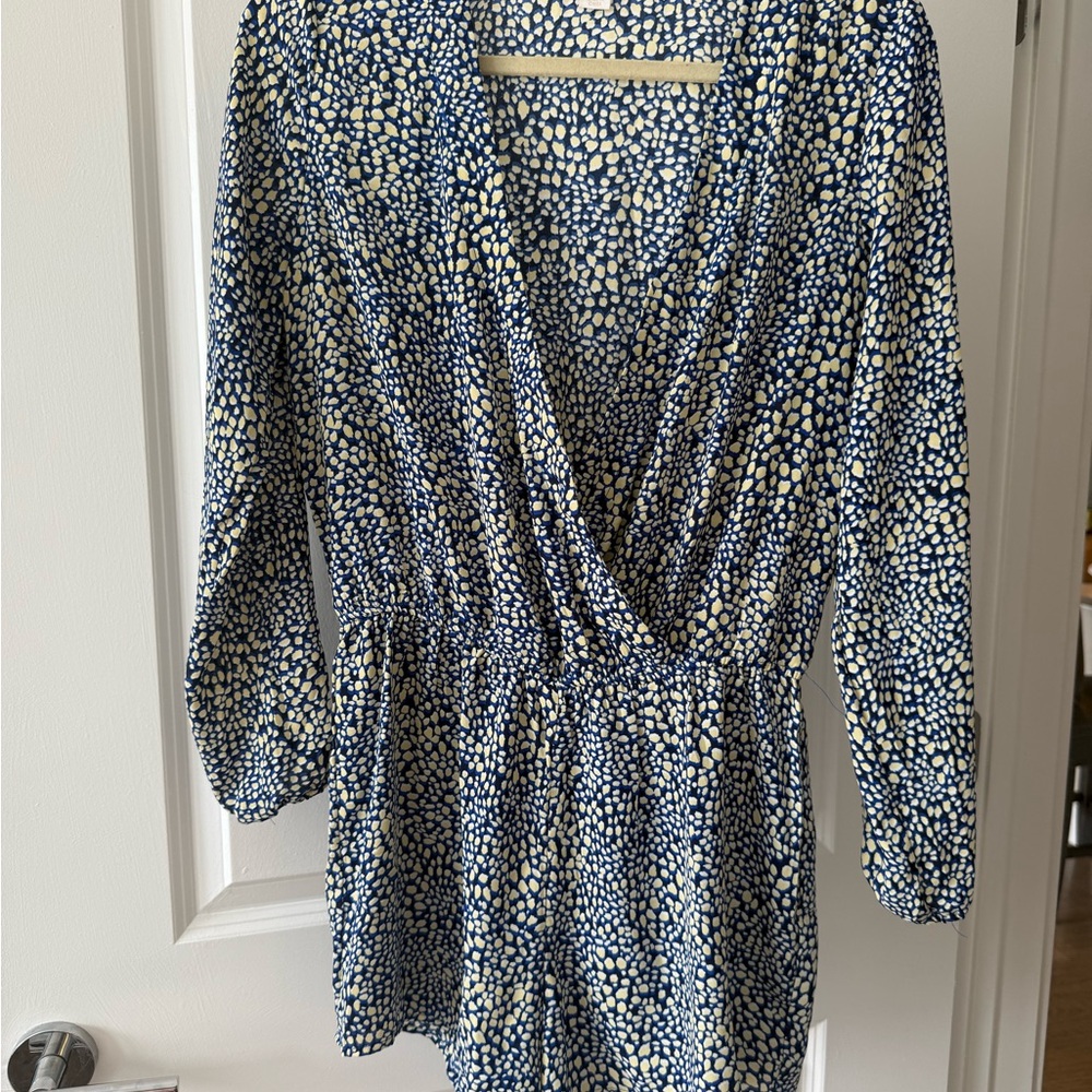 Blue and White Patterned Romper